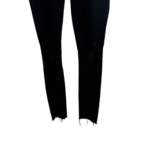 Mother Looker Ankle Fray Skinny Jeans Guilty As Sin Black Distressed Womens 23 - Picture 4 of 11